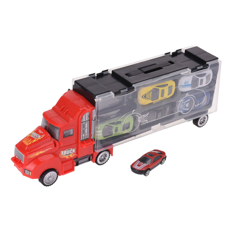 Camion con rimorchio e 6 auto da fustea