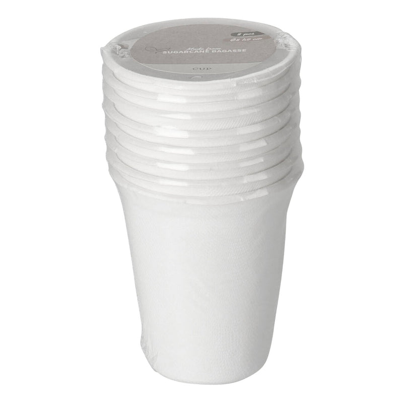 Wegwerpbekers suikerriet 275ml , 8st.