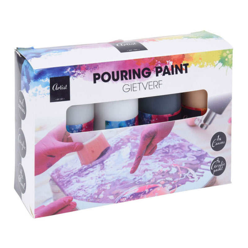Vertido de pintura acrílica, 4 colores