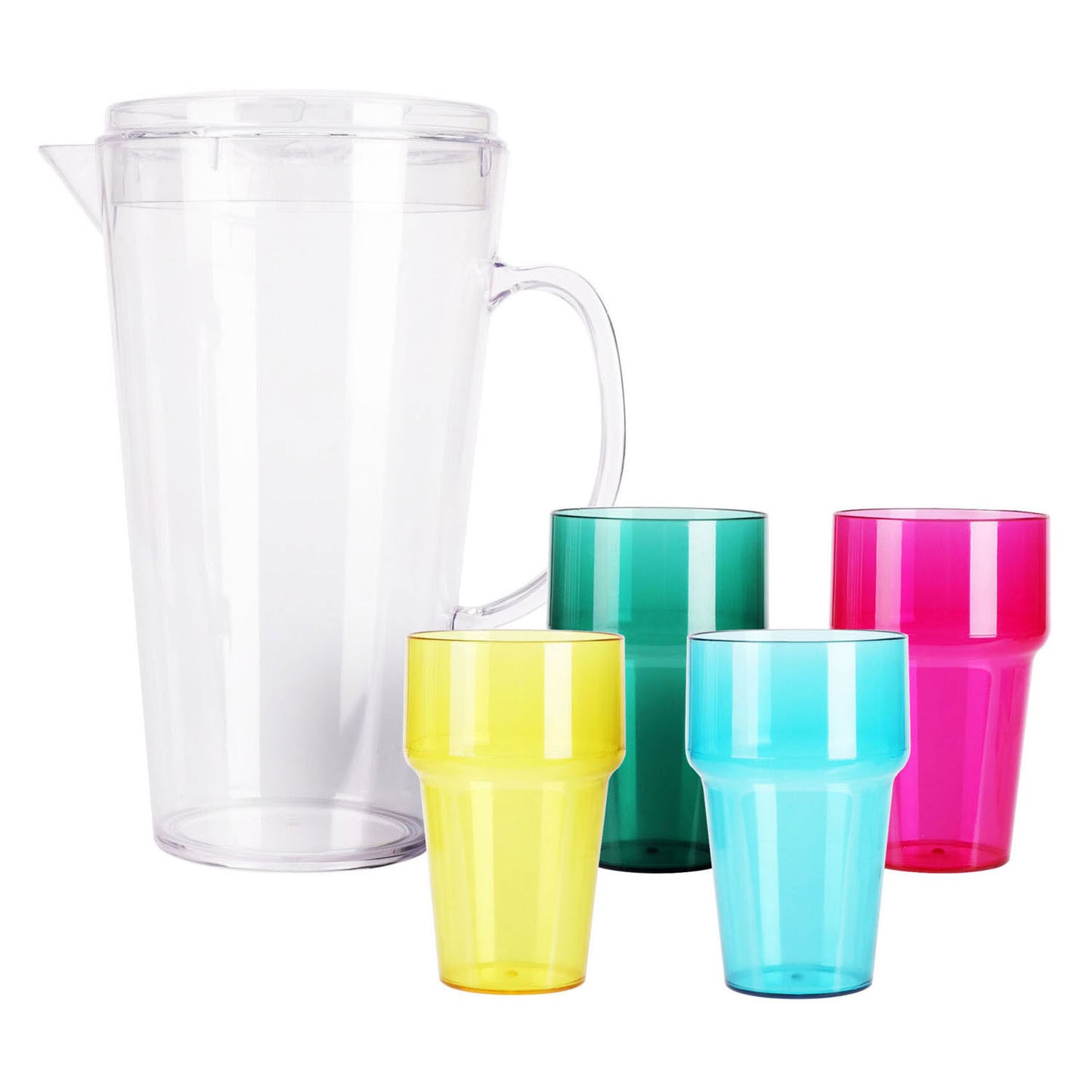 brocca di versamento in plastica con 4 bicchieri, 2200 ml