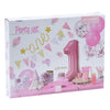 Decorazione per feste set 1a compleanno rosa ragazza, 9dlg.