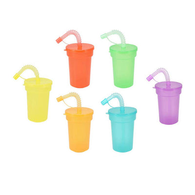 Bicchieri colorati con cannuccia, 6 pz.