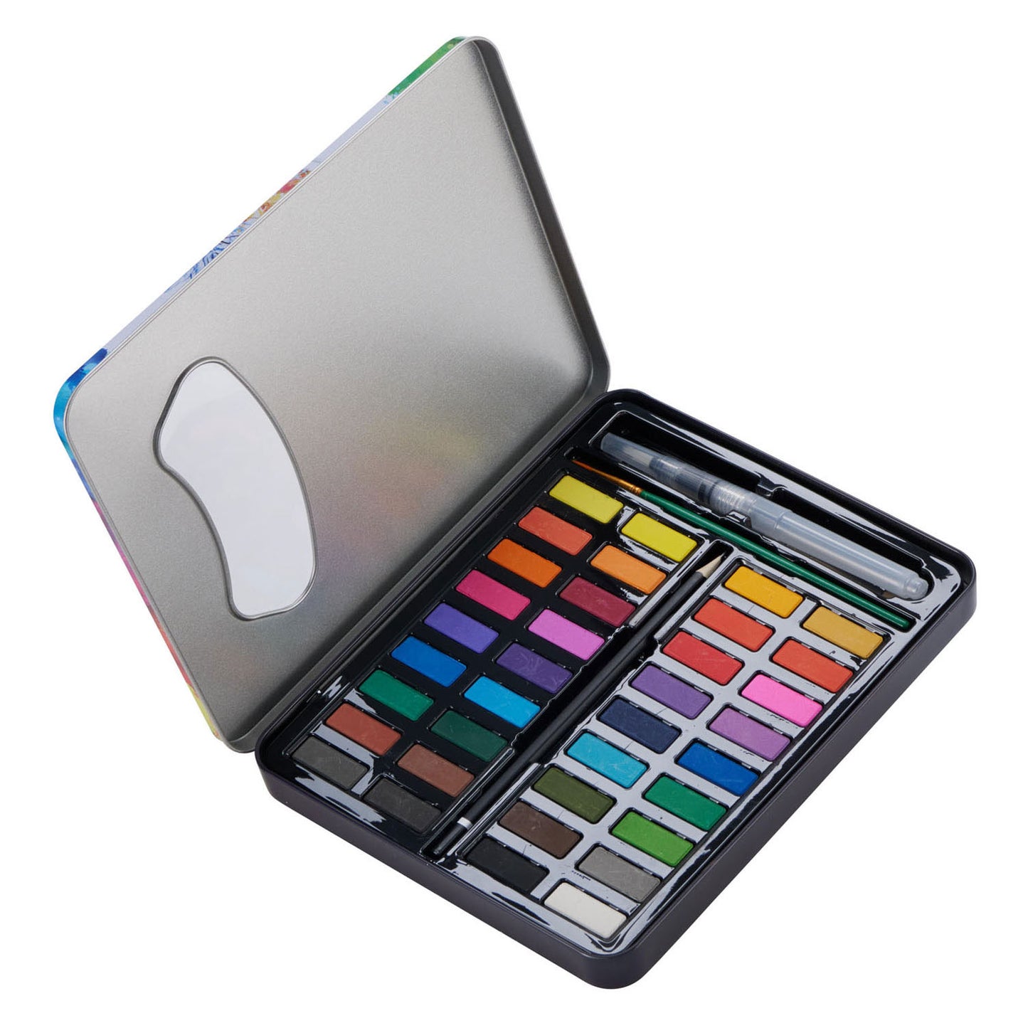 Watercolor set with brush, 36 colors