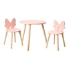 Conjunto de mesa de madera con 2 sillas mariposa - rosa