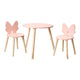 Conjunto de mesa de madera con 2 sillas mariposa - rosa