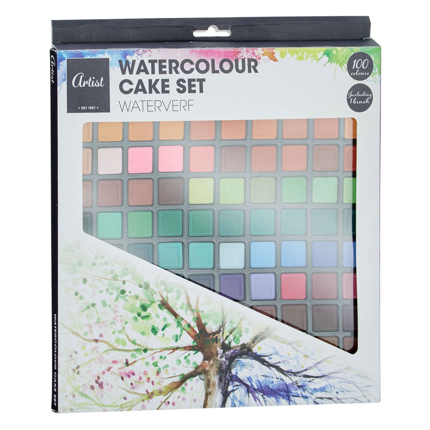 Set acquerelli con 100 colori, incluso pennello