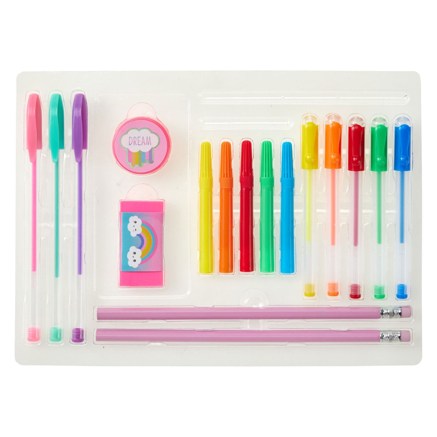 Cheerful stationery set - with notebook and stickers - 19 pcs.
