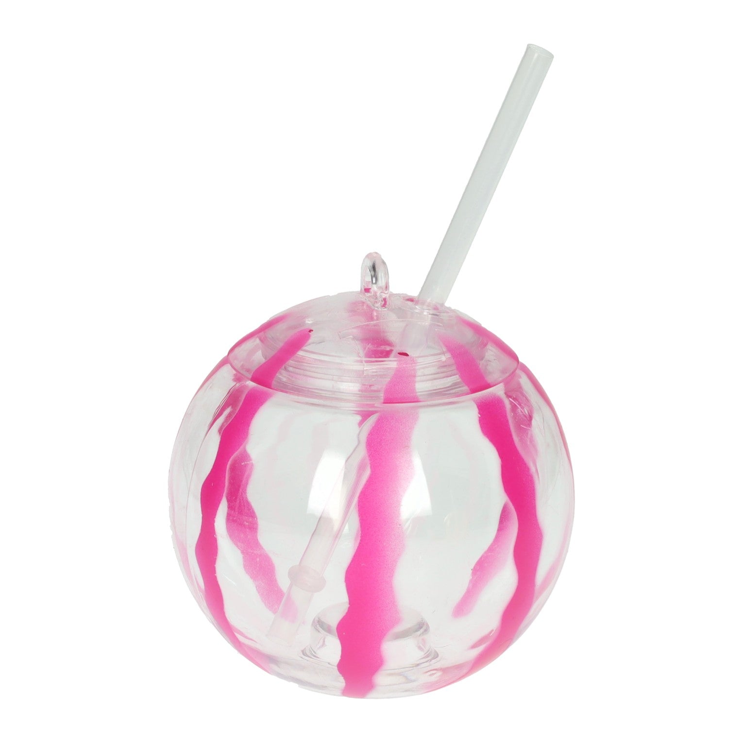 Drinking cup in ball shape with lid 500ml including straw