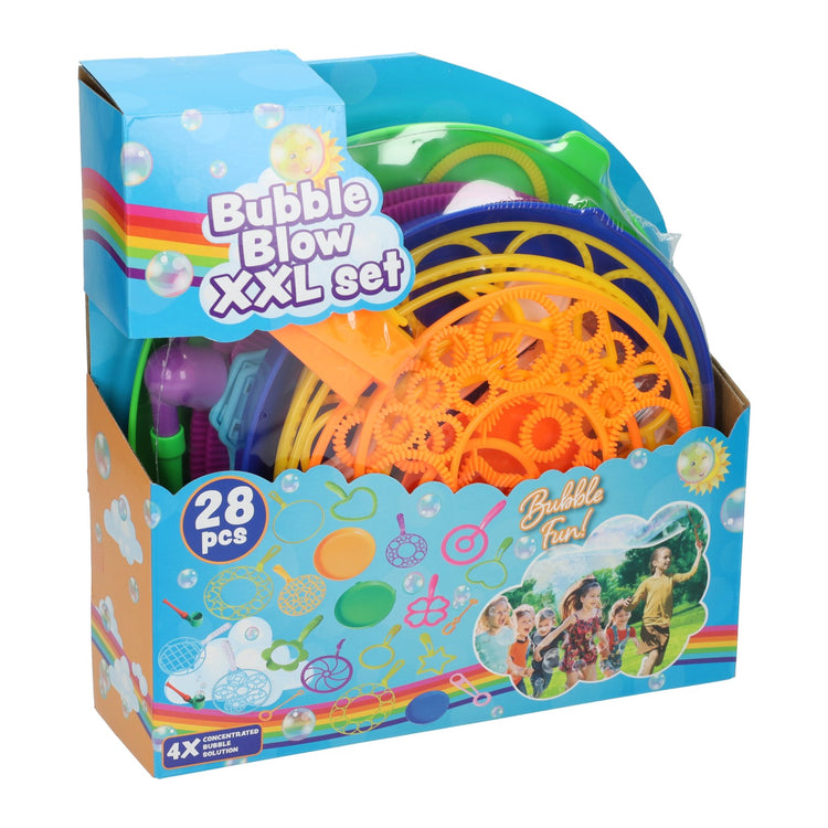Set de soplado de burbujas XXL con 28 piezas - incl. 4 botellas
