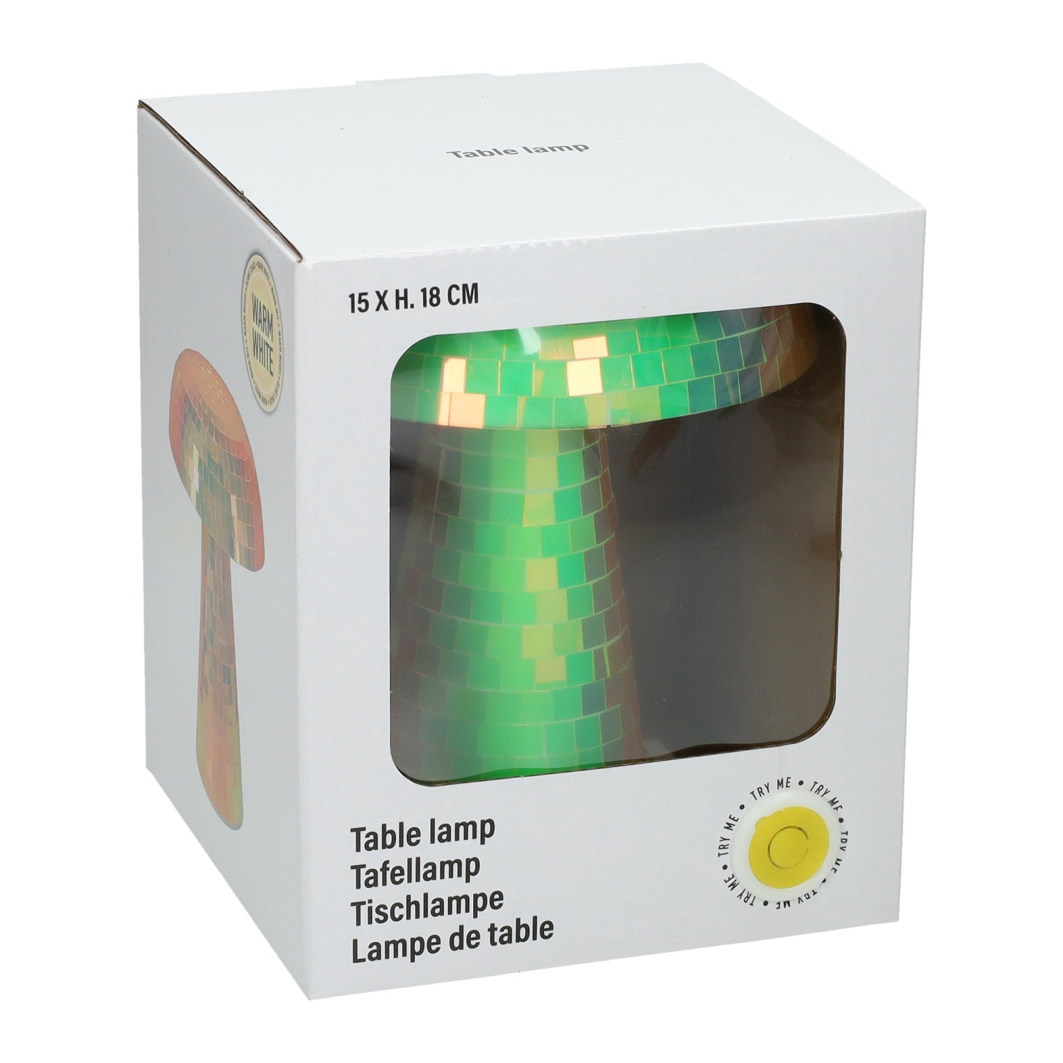 Lámpara de mesa de cristal en forma de seta.