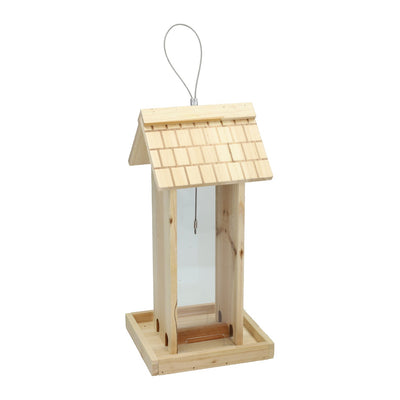 Comedero para pájaros colgante de madera - 17x17x38cm