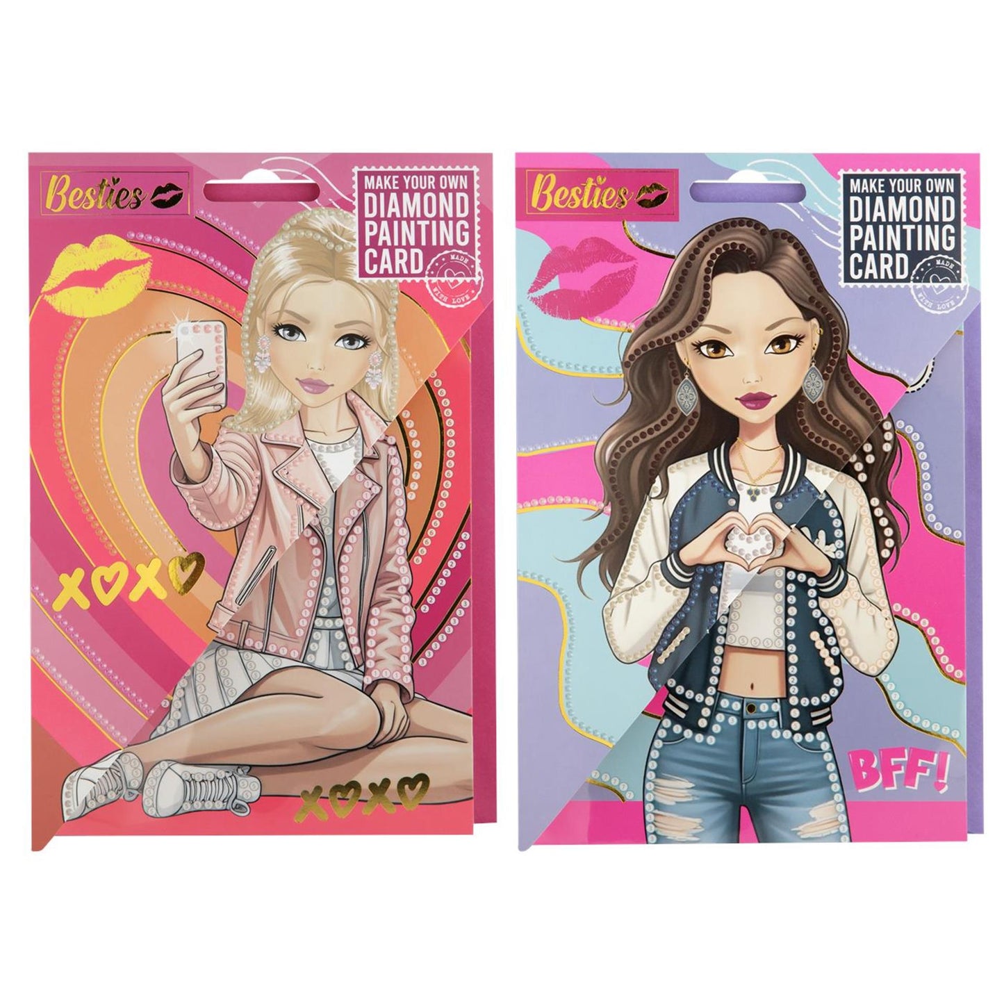 Biglietto per pittura con diamanti Besties + busta