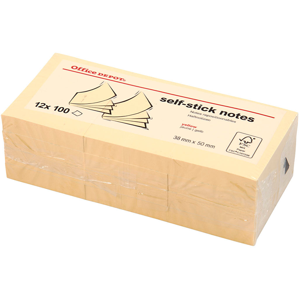 Sticky notes, dim 38x50 mm, 12 piece 1 box