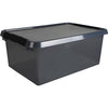 Box portaoggetti della linea Comfort 45 litri trasparente grigio nero 60 x 40 x 26 cm | 2 pezzi