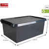 Box portaoggetti della linea Comfort 45 litri trasparente grigio nero 60 x 40 x 26 cm | 2 pezzi