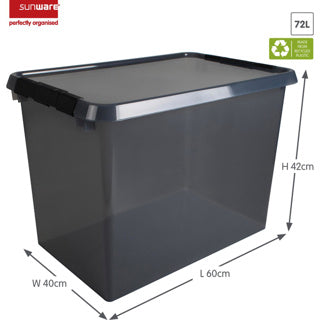 Contenitore Sunware comfort line 72l - 60x40x42 cm - grigio trasparente