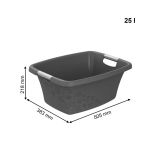 Cesta de lavandería de Rotho 25 litros de flores gris