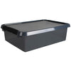 Box portaoggetti della linea Comfort 32 litri trasparente grigio nero 60 x 40 x 18 cm | 2 pezzi