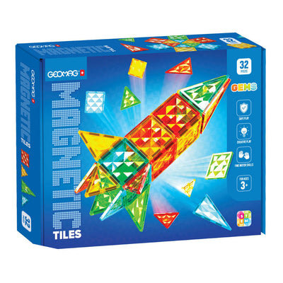 Set di razzi con pietre preziose Geomag, piastrelle magnetiche, 32 pezzi.