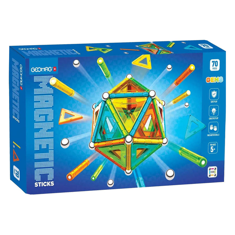 Set di bastoncini magnetici e pietre preziose Geomag - 70 pezzi.