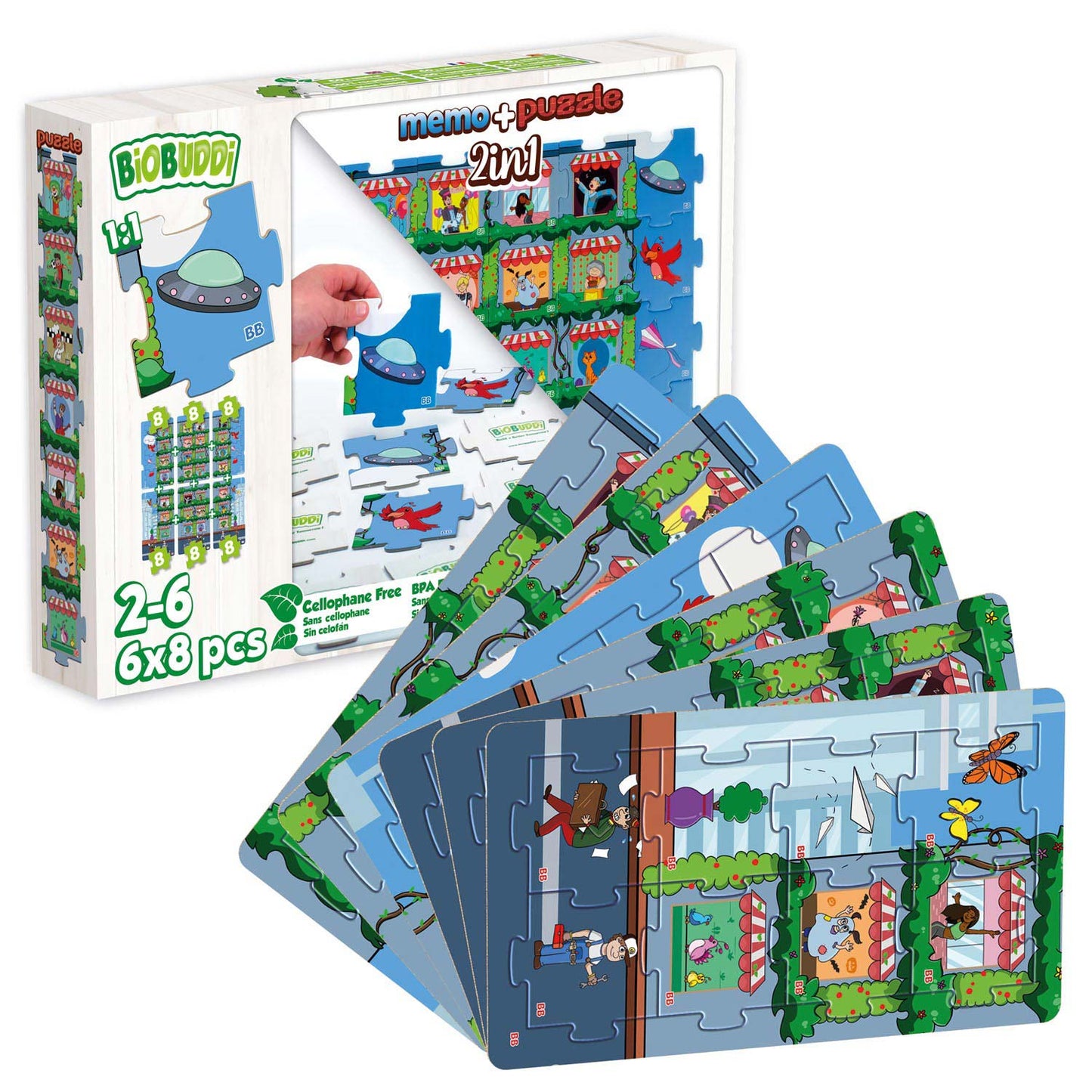 Biobuddi 2in1 puzzel en memo city life