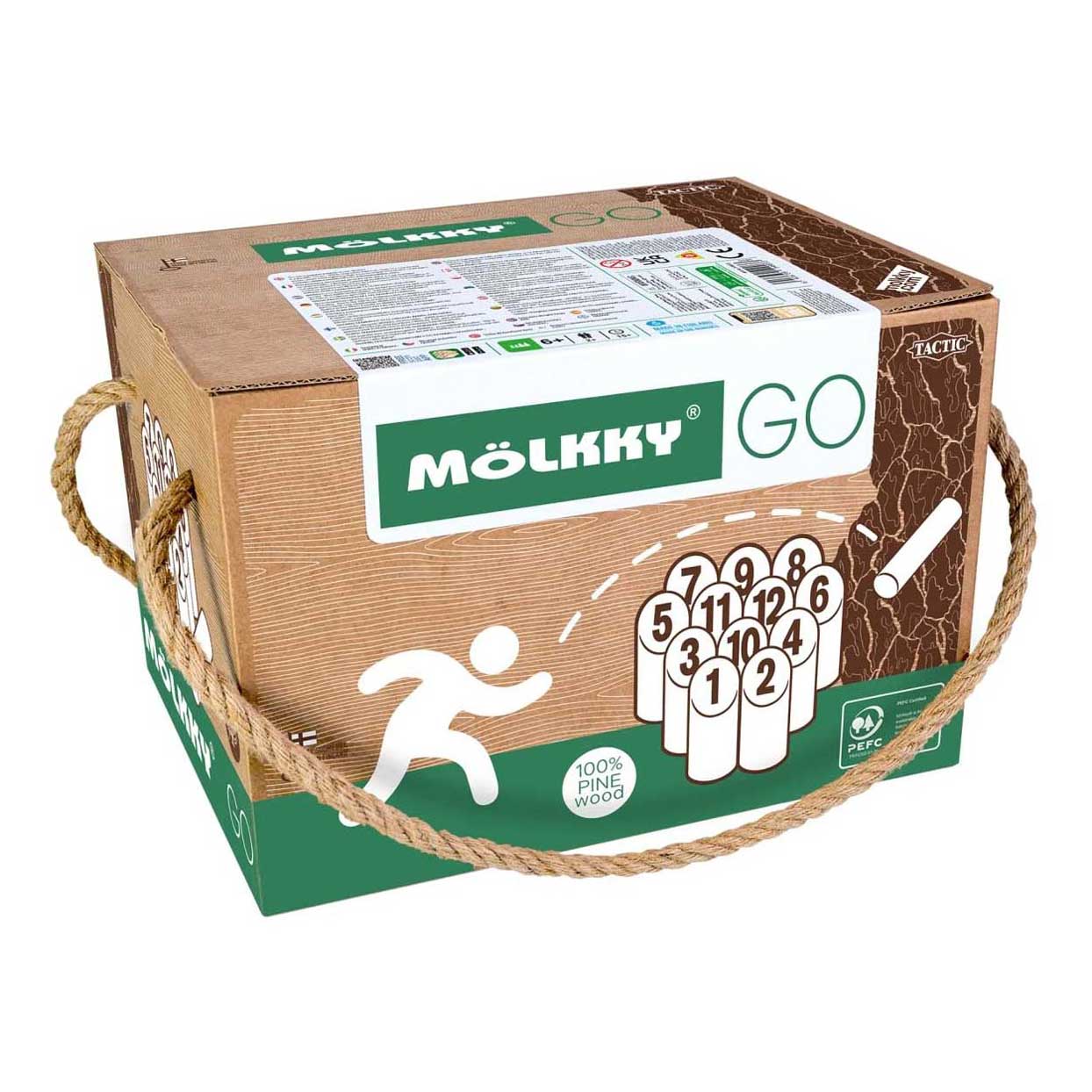 Selecta molkky go gioco di lancio in legno di pino con 12 coni