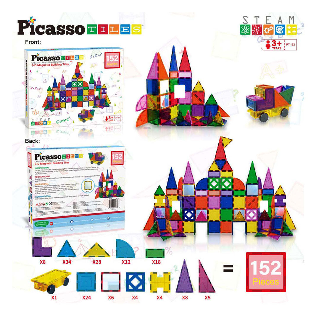 SelectA Picassotiles blocchi e specchi - piastrelle di edifici magnetici, 152dlg.