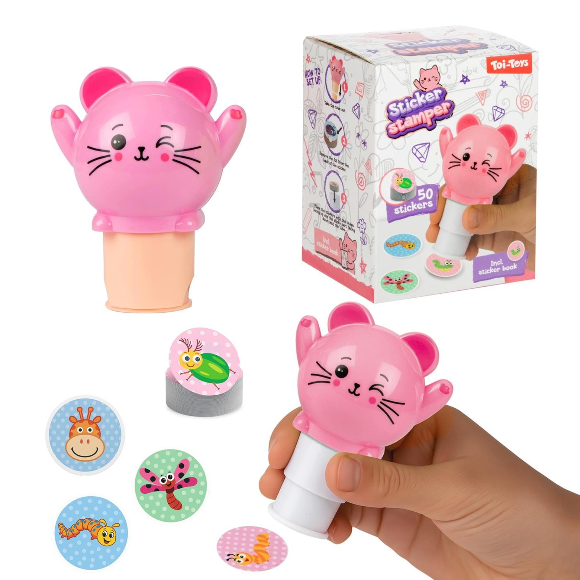 Toi-toys stickermachine dier +stickerboek 3ass