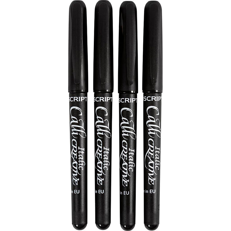 Marcatori calligrafici, spessore della linea 1.4+2,5+3,6+4,8 mm, nero, 4 pezzo 1 scatola
