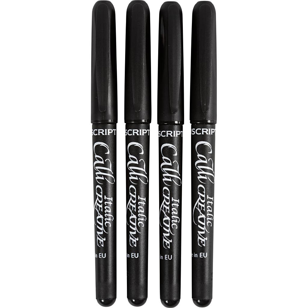 Marcatori calligrafici, spessore della linea 1.4+2,5+3,6+4,8 mm, nero, 4 pezzo 1 scatola
