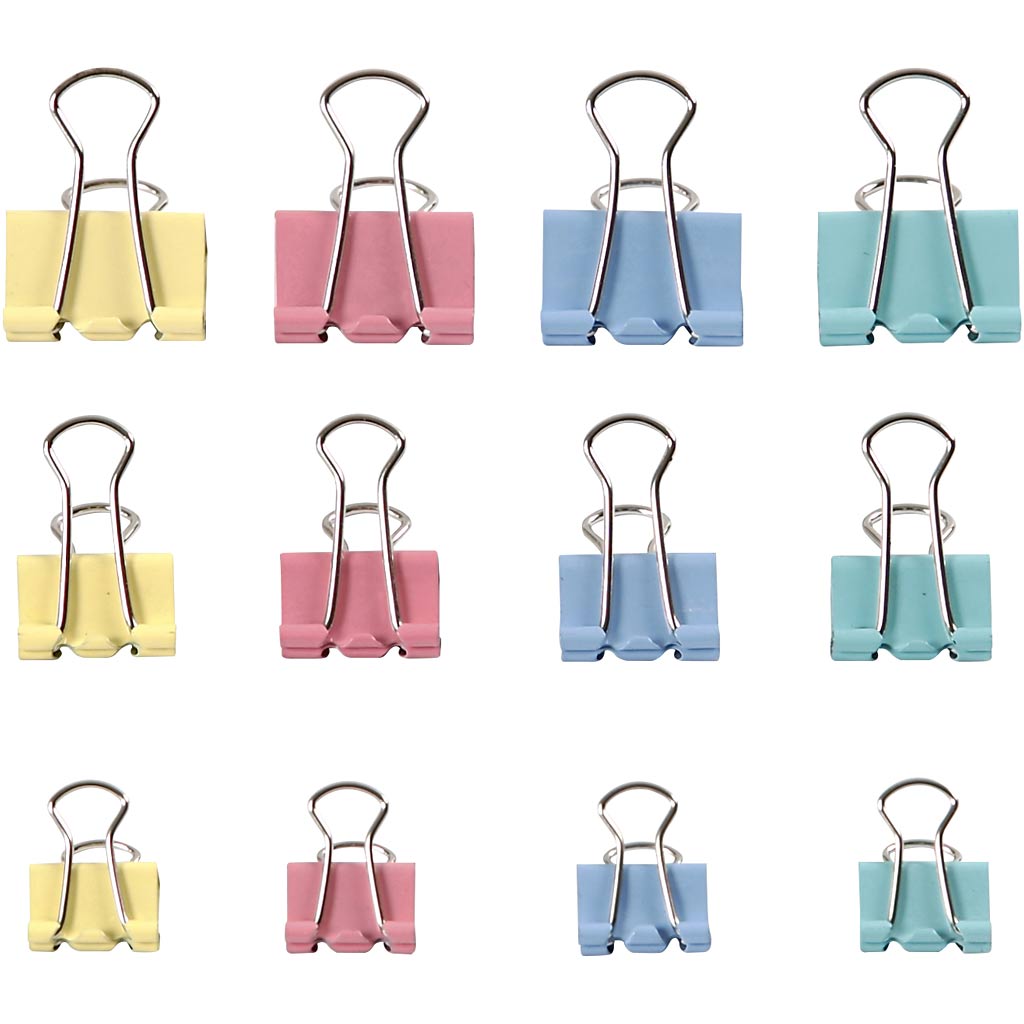 CLIP FOLDBACK Creative Company, B: 15-19-25 mm, colori pastello, 30 Div 1 Box