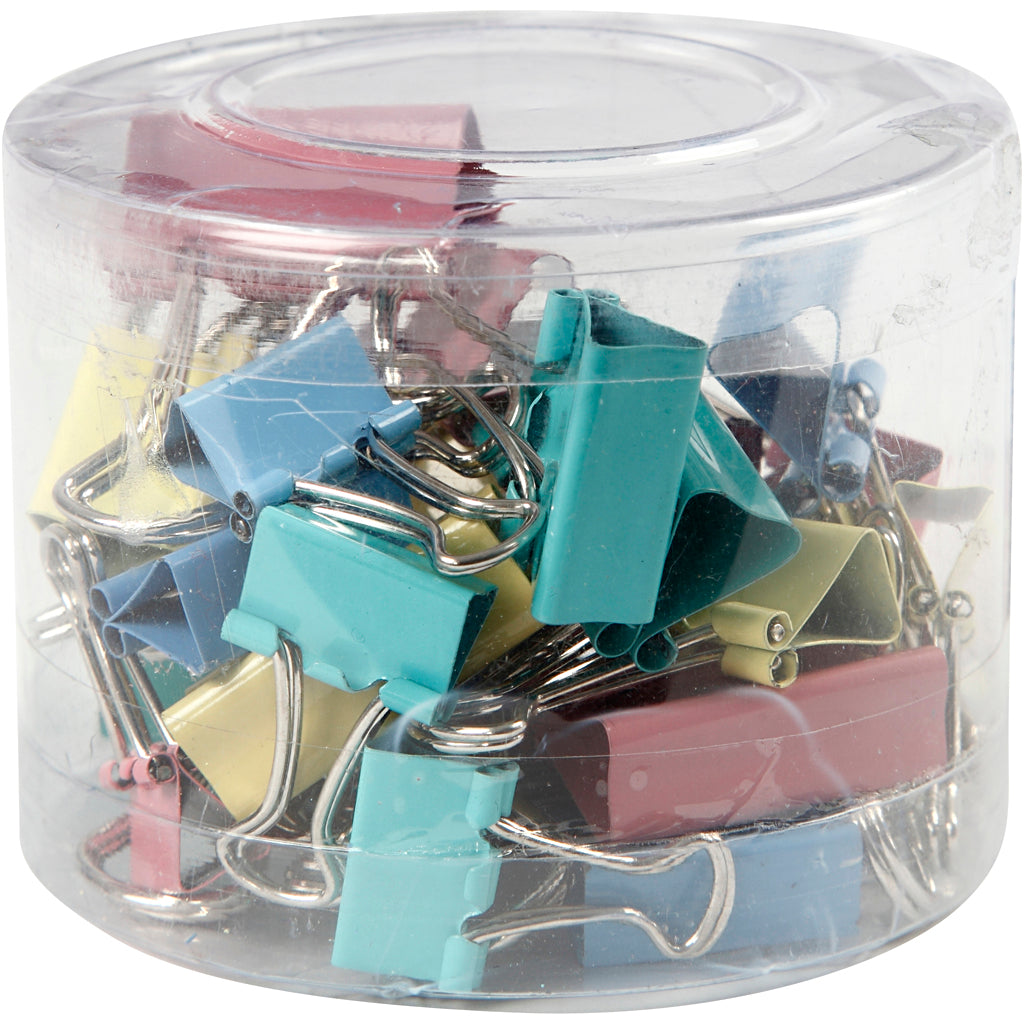Clips plegables de Creativ Company, ancho: 15-19-25 mm, colores pastel, 30 div 1 caja