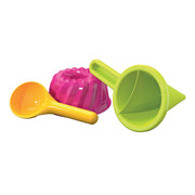 Androni zandtrechter met cake zandvorm en schep, 3dlg. - afbeelding 1