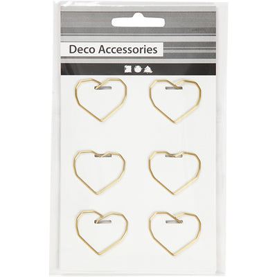 Clip aziendali Creativ, cuore, misura 30x20 mm, oro, 6 pezzi 1 scatola