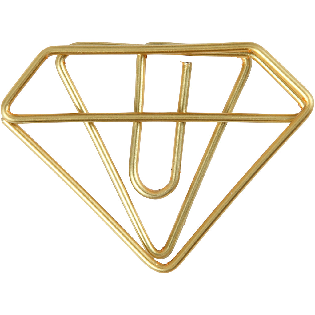 Clips de empresa Creativ, diamante, alto: 25 mm, ancho: 35 mm, oro, 6 piezas 1 caja