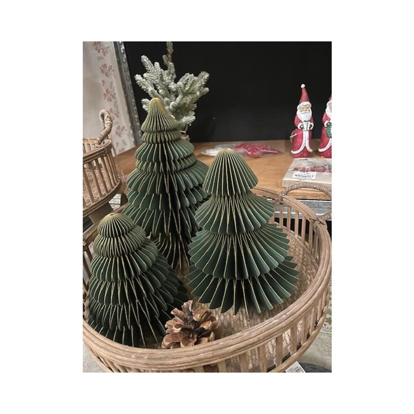 HBx natural living árbol de Navidad papel plegable 3 piezas verde