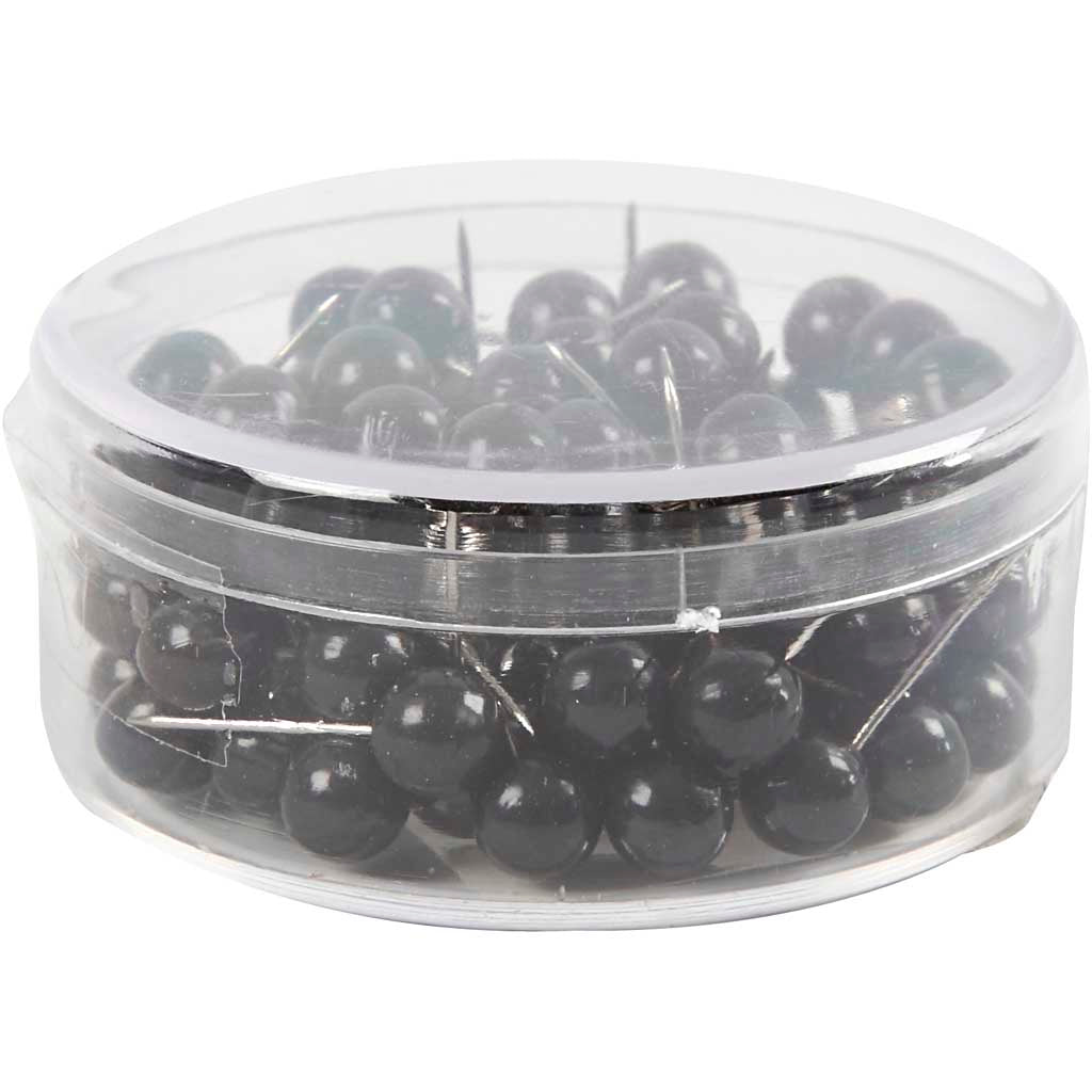 Creativ company card pins, l: 17 mm, d 6 mm, black, 100 pieces 1 box