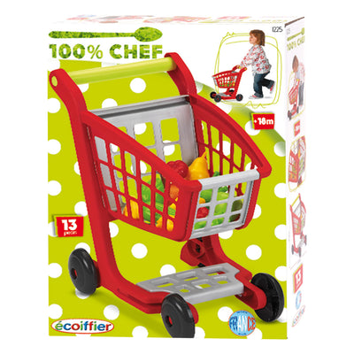 Ecoffier ecoiffier 100% chef winkelwagen met boodschappen