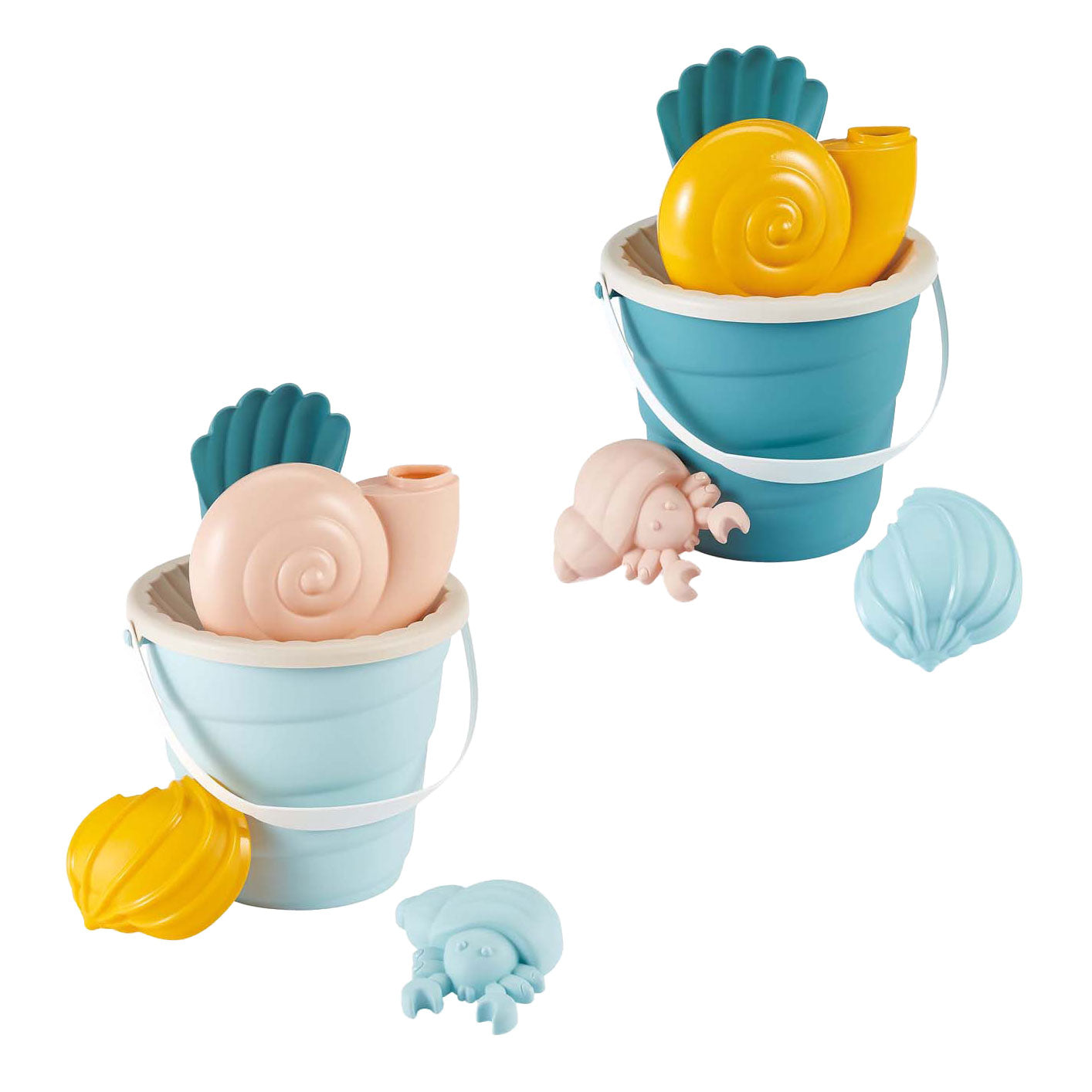 Bucket ecoffier set con forme di sabbia di molluschi, 6dlg.