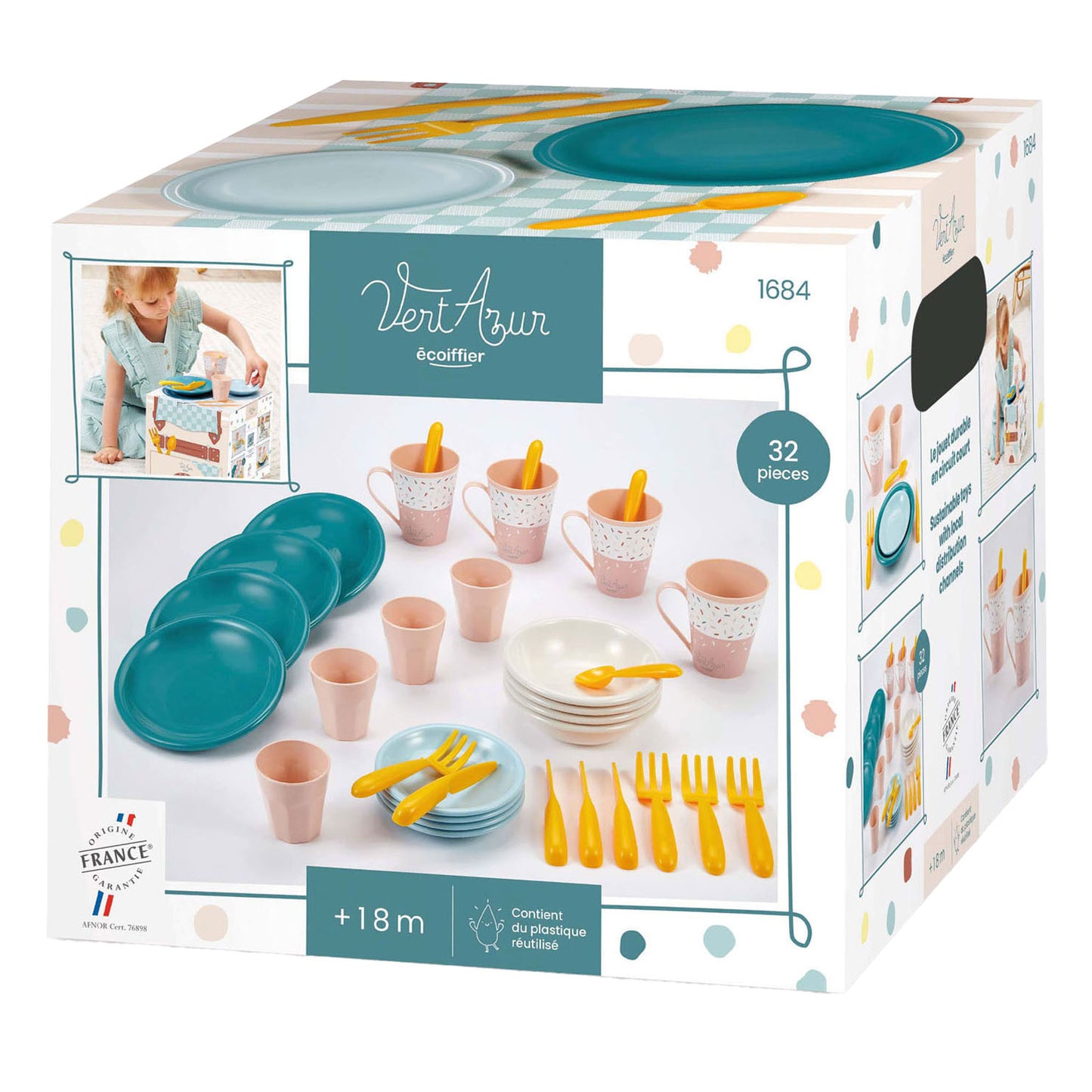 Ecoffier Picnic Play Set con cesto da picnic di cartone, 32dlg.