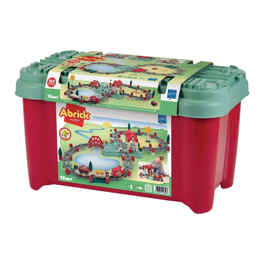 Abrick ecoiffier - set da costruzione binari ferroviari, stazione e accessori, 140 pezzi.