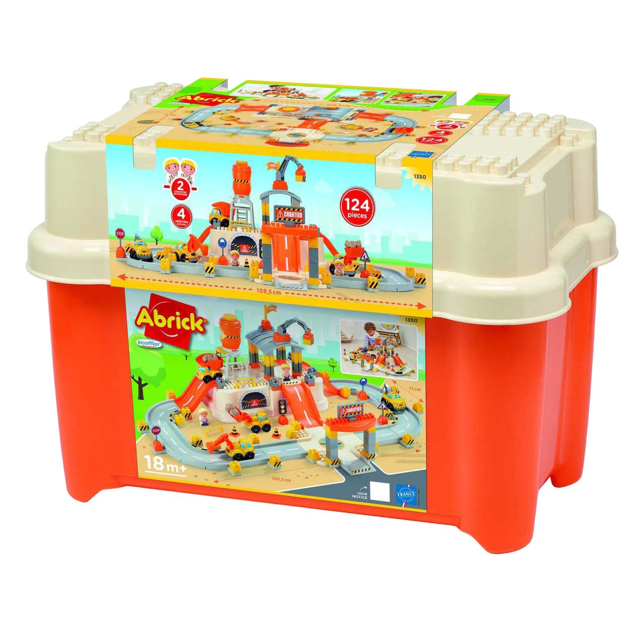 Abrick ecoiffier - juego de construcción completo con accesorios, 124 piezas