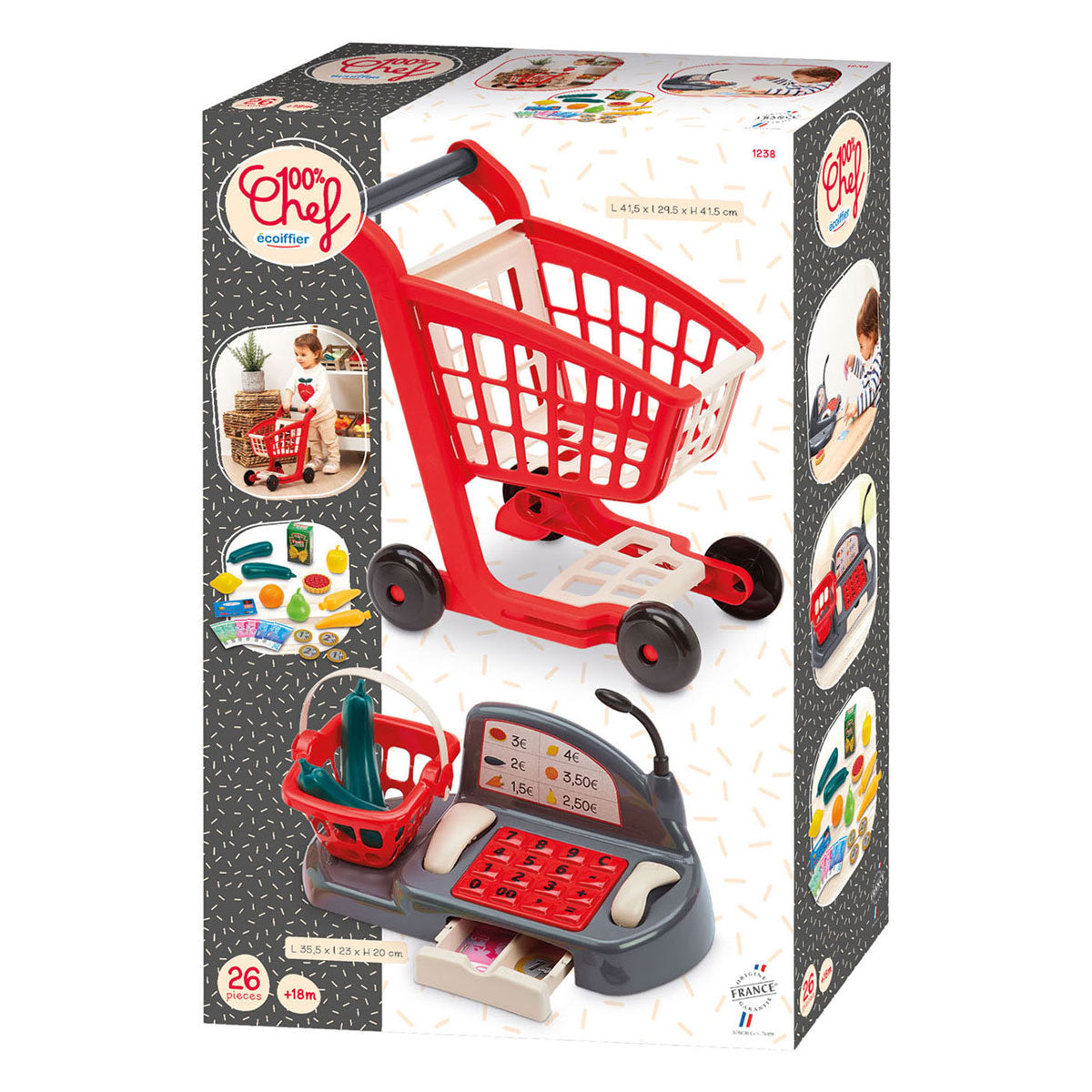 Carro de compras y caja registradora llenos de Ecoiffier - 26 uds.
