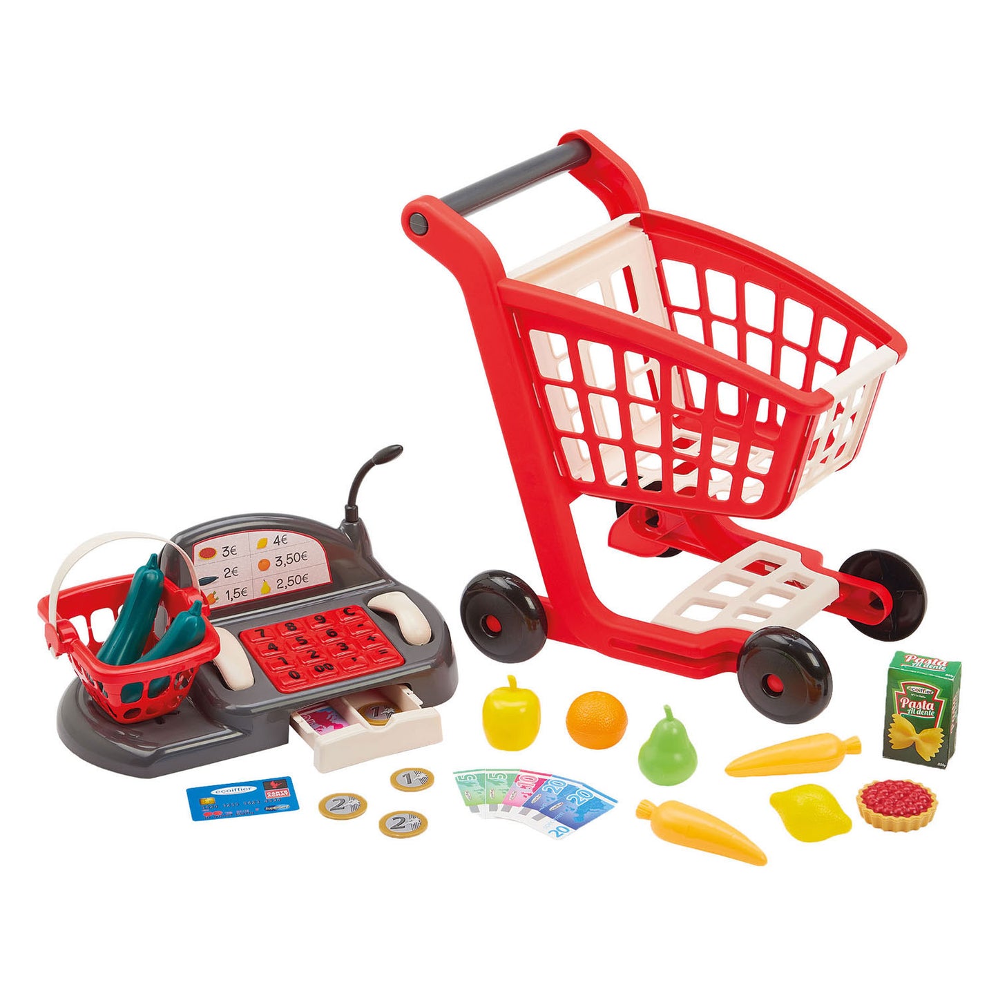 Carro de compras y caja registradora llenos de Ecoiffier - 26 uds.