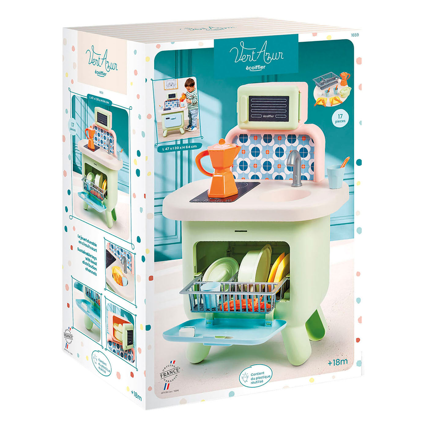 Cocina Ecoiffier eociffier vert azur color salvia - 17 uds.