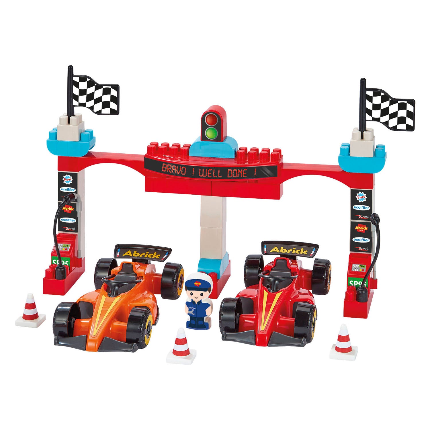 Ecoiffier mattoncini da costruzione formula 1 gran premio in mattoncini con 3 veicoli