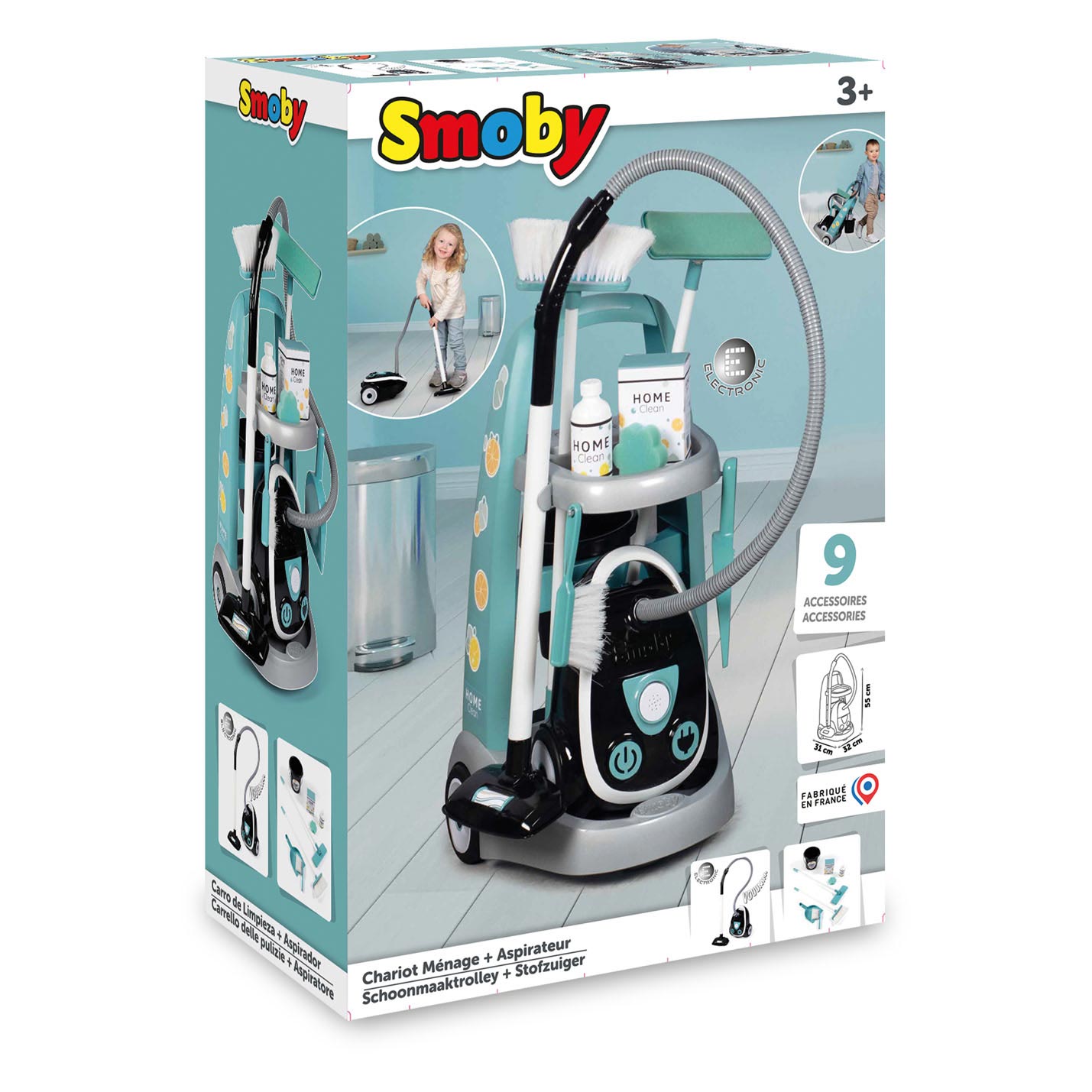 Smoby Cleaning Trolley con aspirapolvere 8dlg.