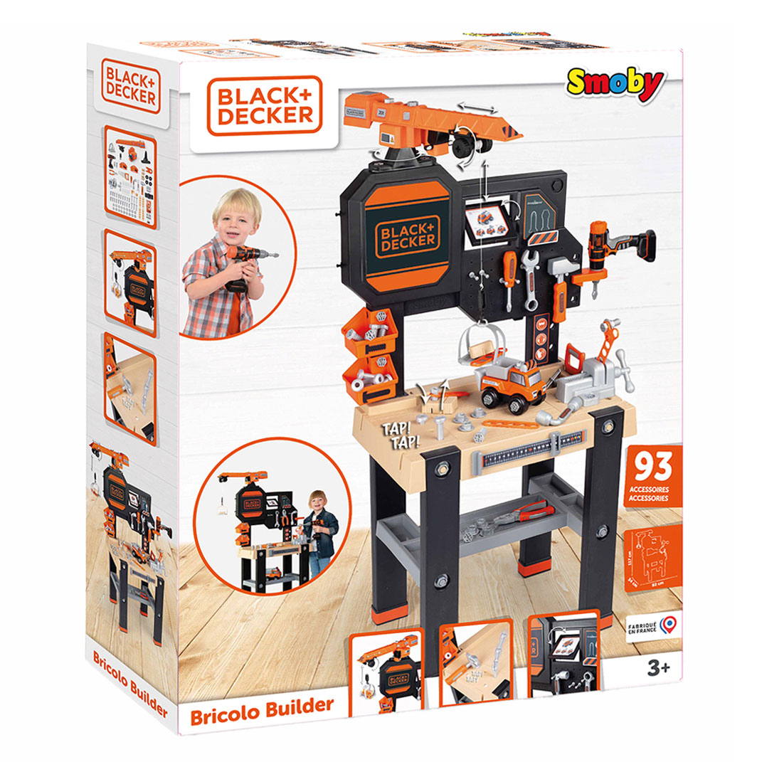 Banco giocattolo di decorazione nero smoby con gru, 94dlg.