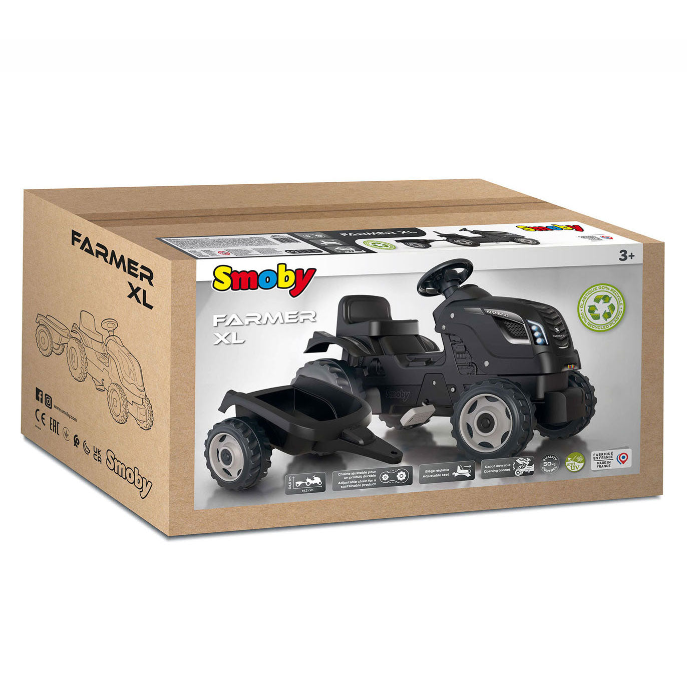 Smoby Farmer XL STASTRATTOR con trailer nero