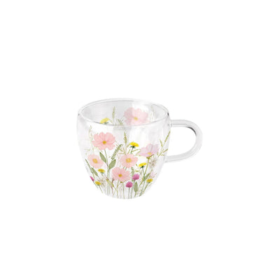 Ambiente vidrio de doble pared flores pastel rosa